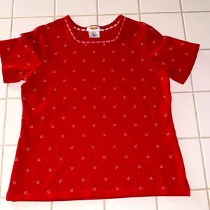 Talbots red T white flower print size L